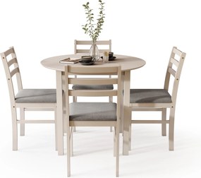Set TORINO Masă rotundă + 4 scaune Cașmir (Bej) / Gri Deschis