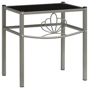 325105 vidaXL Noptieră, gri și negru, 42,5x33x44,5 cm, metal și sticlă