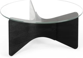 Măsuță de cafea neagră rotundă cu blat din sticlă 87x87 cm Madera – Umbra