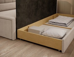 Canapea extensibila brat dreapta 3 locuri, ELTAP, Fulgeo, 214x82x77 cm, lemn/catifea din poliester, bej