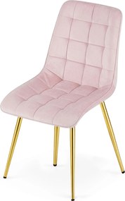 Scaun de masa SPLIT VELVET cu picioare aurii, roz deschis