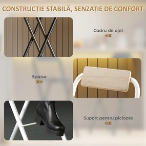 HOMCOM Set 2 Scaune de Bucătărie Pliabile cu Suport pentru Picioare din MDF și Oțel Negru | Aosom Romania