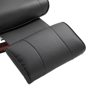 HOMCOM Fotoliu Rabatabil Manual 145° cu Suport pentru Picioare Imitație de Piele Negru | Aosom Romania