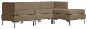 3052742 vidaXL Set canapea, 4 piese, maro, material textil