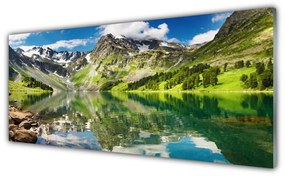 Tablouri acrilice Mountain Lake Peisaj verde albastru