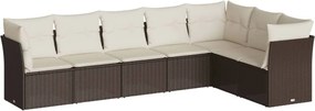 vidaXL Set canapele de grădină cu perne, 7 piese, maro, poliratan