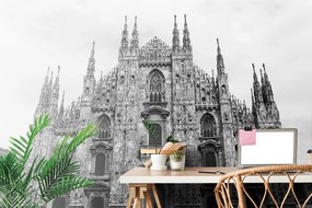 Fototapet autoadeziv catedrala din Milano în alb-negru