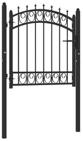 Poarta de gard cu tepuse, negru, 100x100 cm, otel Negru, 100 x 100 cm