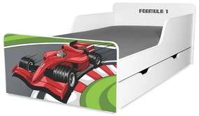 Pat copii Formula 1 2-12 ani cu sertar si saltea inclusa