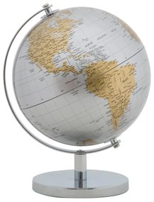 Decorațiune pentru masă Mauro Ferretti Globe, înălțime 28 cm, argintiu-auriu