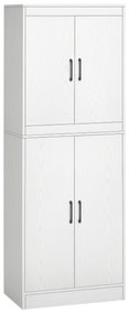 HOMCOM Dulap de bucătărie Mobilă auxiliară cu 4 uși și 5 rafturi deschise 60x36x168 cm Alb | Aosom Romania