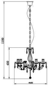 Lustră pe lanț MAGNOLIA 5xE14/40W/230V neagră Zuma Line RLD94016-5B