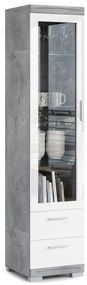 Vitrina (dulap de sticlă) SIMPLE KWD1SZ2 BETON / ALB LUCIOS