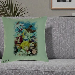 Perna Personalizata Nanatsu no Taizai Cele Sapte Pacate Mortale Anime, 40x40 cm, Verde, Husa Detasabila, Perna Inclusa, BEKZ®