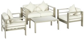 Outsunny Set de mobilier de gradina din 4 piese, cadru de aluminiu, mobilier de curte, cu sezut cu perne gros, 2 scaune | Aosom Romania