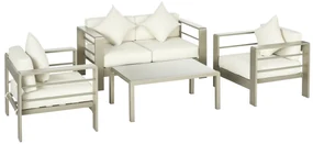 Outsunny Set de mobilier de gradina din 4 piese, cadru de aluminiu, mobilier de curte, cu sezut cu perne gros, 2 scaune | Aosom Romania