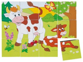 Puzzle din lemn cuburi - Ferma 4 x 5