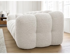 Canapea albă cu tapițerie din țesătură bouclé 232 cm Hippolyte – Bobochic Paris