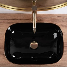 REA-U8780 - Lavoar pentru blat BELINDA 33 x 46,5 cm, ceramică/negru/auriu