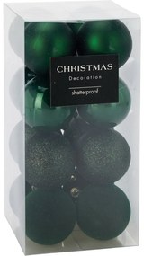 Set de 16 ornamente de Crăciun Festive Sparkles,verde, diametru 6 cm, plastic