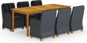 vidaXL Set mobilier de grădină, 7 piese, gri închis