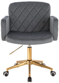 HR802K Scaun Grafit din Catifea cu Bază Aurie