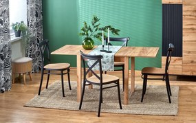 Set masa extensibila Gracjan stejar craft L80-160 cm + 4 scaune K512 negru/maro