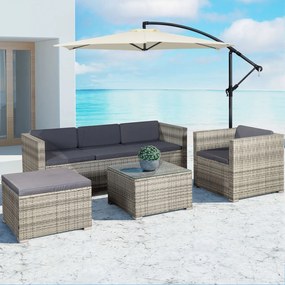 Jusky Set ratan de gradina Punta Cana L - perne gri/antracit