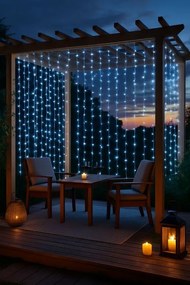 Perdea luminoasă de Crăciun - 3x3 m, 300 LED, alb rece