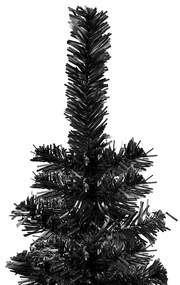 Set brad de Craciun subtire cu LED-uri si globuri negru 120 cm 1, black and rose, 120 cm