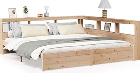 vidaXL Pat cu bibliotecă fără saltea, 180x200 cm, lemn masiv de pin