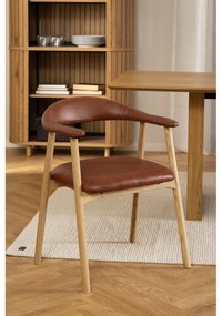Scaun de dining maro coniac/în culoare naturală din imitație de piele Addi – Actona