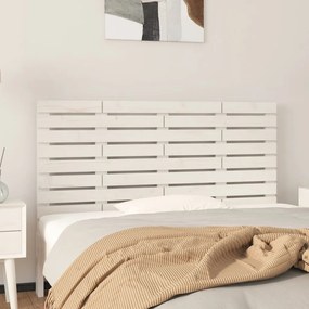 824739 vidaXL Tăblie de pat pentru perete, alb, 156x3x63 cm, lemn masiv pin