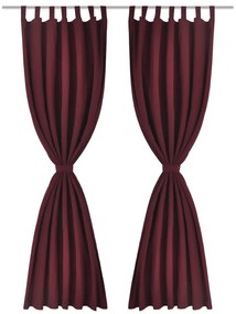 Draperii micro-satin cu bride, 140 x 245 cm, rosu bordo, 2 buc. 2, Bordo, 245 cm