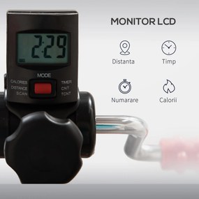 HOMCOM Bicicleta de antrenament portabila reglabila pe inaltime cu afisaj LCD si role pentru masaj la picioare pentru varstnici, Batrani | AOSOM RO