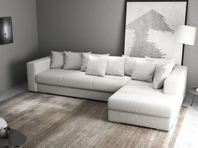 Colțar extensibil dumonde cu ladă de depozitare si sezut confortabil din spuma high-density, Gloria Zoom Cream II 320x183 cm