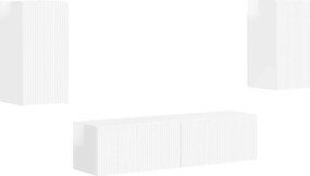 vidaXL Set comodă TV 4 pcs Alb lucios Lemn compozit