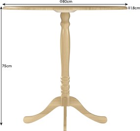 HOMCOM Masă rotundă pentru 4 persoane Ø 80 cm, masă de bucătărie, picior din oțel, stil modern, lemn natural | Aosom Romania