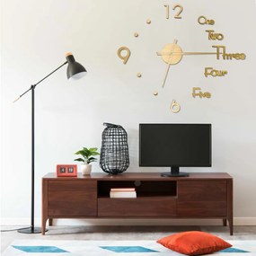 vidaXL Ceas de perete 3D, auriu, 100 cm, XXL, design modern