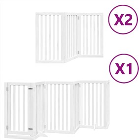vidaXL Poartă câini pliabilă cu ușă 12 panouri, alb, 600 cm, lemn plop