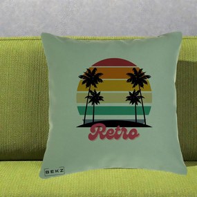 Perna Decorativa Retro Sunset Palmieri, 40x40 cm, Verde, Husa Detasabila, Perna Inclusa, BEKZ®