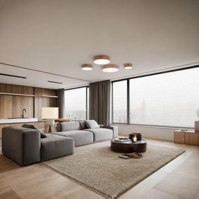 Plafonieră CLEO 6x E27/24W/230V, diam. 80 cm, stejar