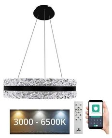 Lustră LED dimabilă pe cablu LED/80W/230V 3000-6500K negru + telecomandă