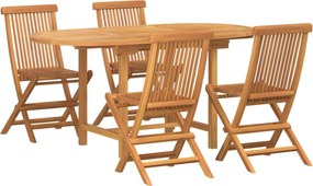 vidaXL Set de masă pentru grădină 5 pcs Maro Lemn solid de tec
