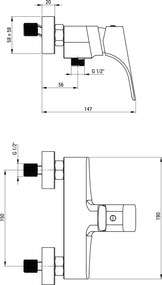 HIACYNT Baterie pentru duș, montare pe perete Finisaj: Negru BQH_N40M