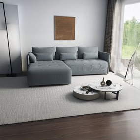 Colțar extensibil dumonde cu ladă de depozitare si sezut confortabil din spuma high-density, Malta Zoom Grey 235x185 cm