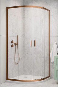 Cabina de dus semirotunda cu usi glisante Radaway Alienta 90x90 cm cupru periat-transparent