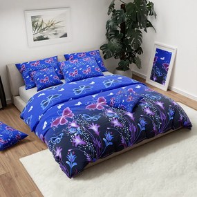 Lenjerie de pat din bumbac PURPLE BUTTERFLY albastru inchis Dimensiune lenjerie de pat: 70 x 90 cm | 140 x 200 cm