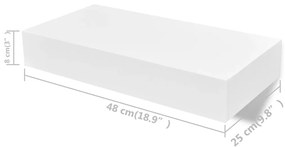Rafturi de perete suspendate cu sertare, 2 buc., alb, 48 cm 2, Alb, 48 cm
