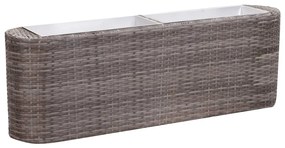 Strat inaltat de gradina gri 120x24x40 cm poliratan 1, Gri, 120 x 24 x 40 cm, Gri